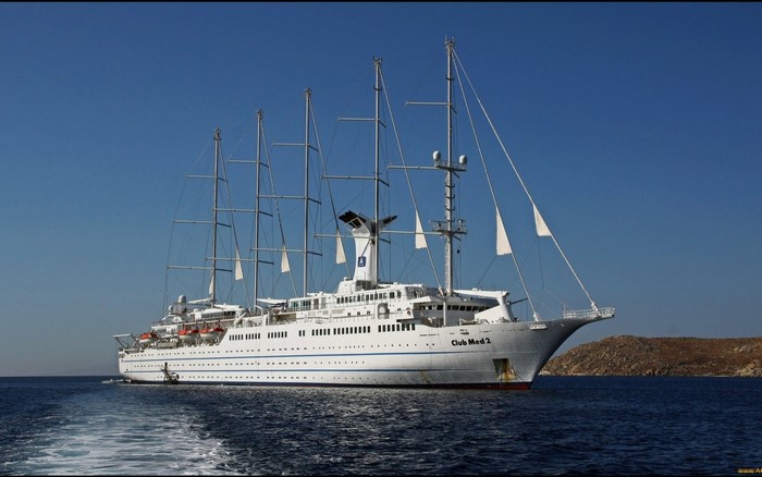 Club Med 2 cruise ship sailing on the sea