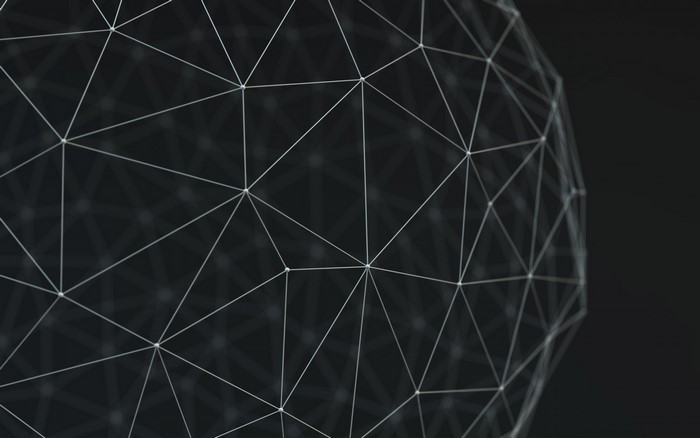 Abstract geometric sphere with connected lines and nodes