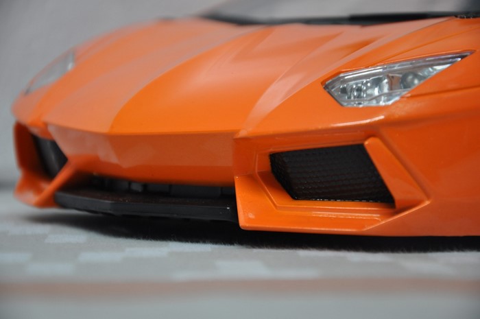 Orange Lamborghini Aventador front bumper