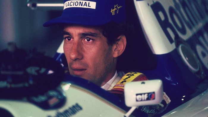 Ayrton Senna in a Formula 1 car