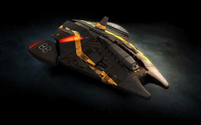 Elite Dangerous spacecraft with yellow markings