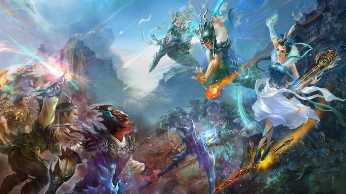 Characters in a battle from Jade Dynasty