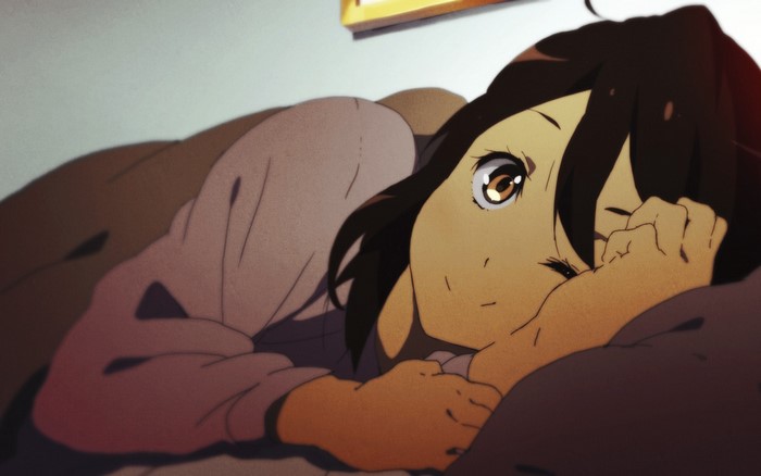Anime girl lying down