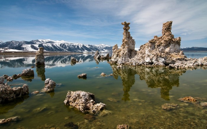 Mono Lake Tufa Towers and Snowy Mountains