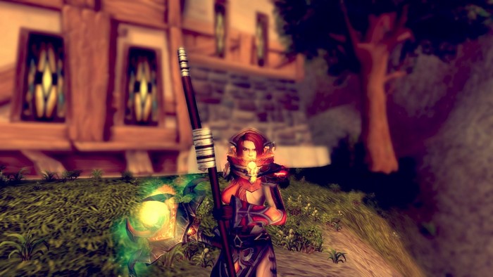 Female character with staff in World of Warcraft