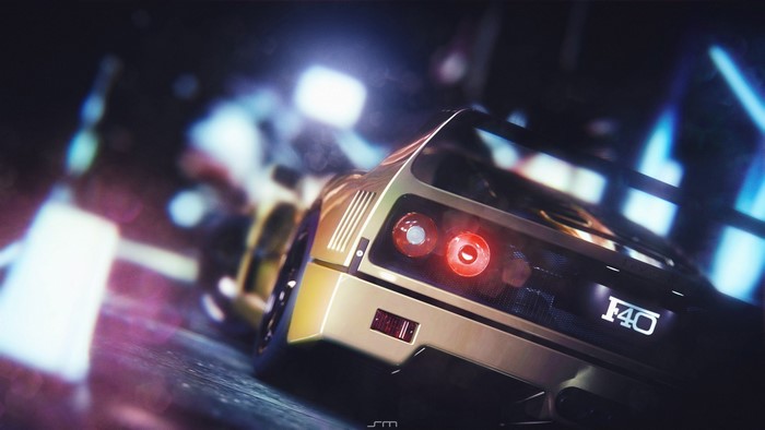 Ferrari F40 at night