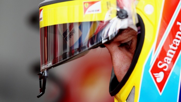 Fernando Alonso in a Formula 1 Helmet