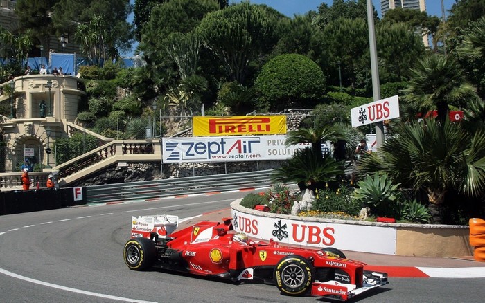 Ferrari Formula 1 car on the Monaco race track