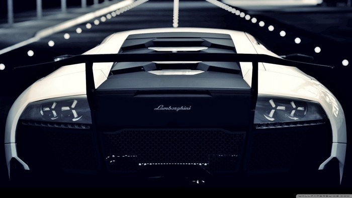 Lamborghini Aventador rear view with spoiler