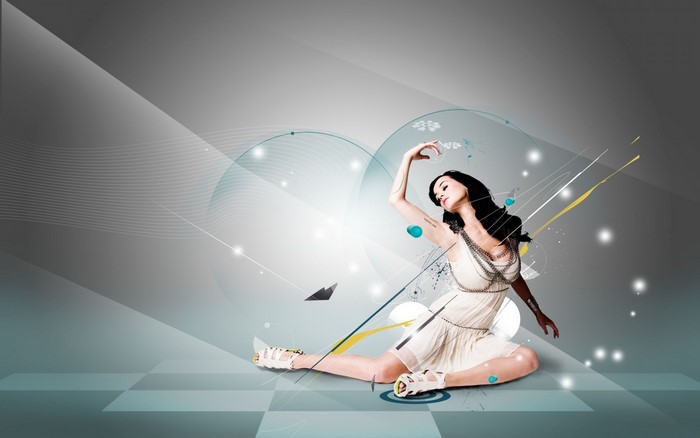 Katy Perry illustration with abstract graphics