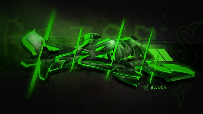 Razer Graffiti Art with Neon Green Lines