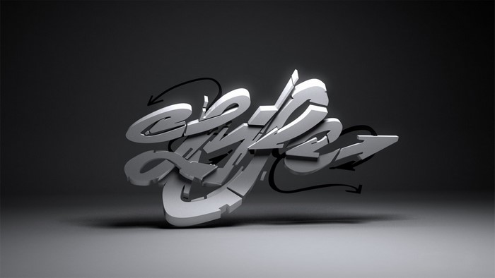 White graffiti lettering on a dark background