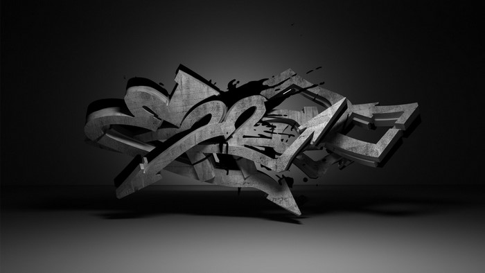 Graffiti art render in monochrome