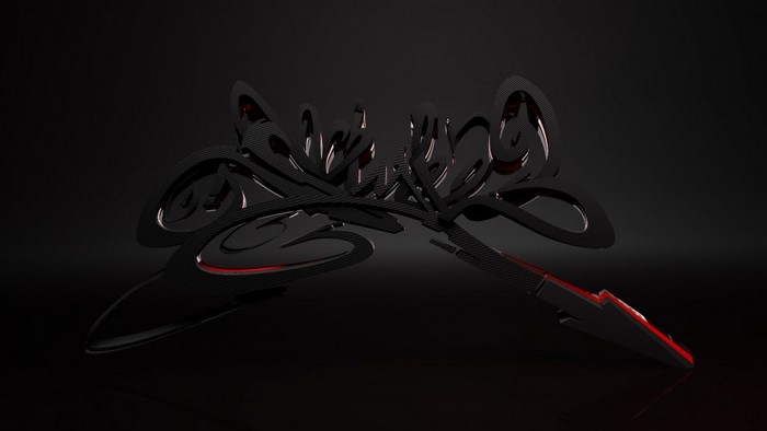 Abstract black and red digital art render