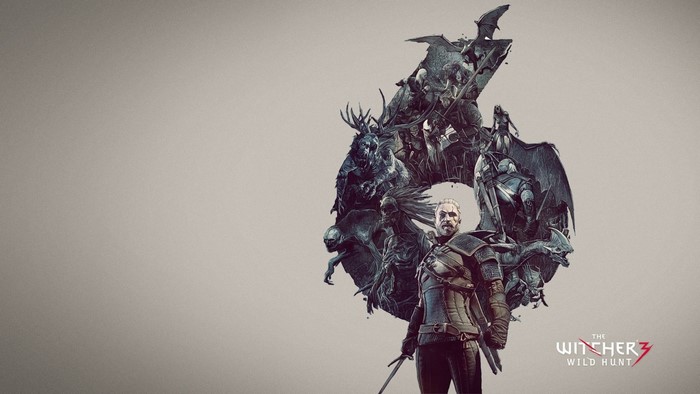 Geralt of Rivia and monsters from The Witcher 3 Wild Hunt