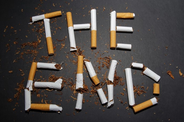 The End spelled with cigarettes and tobacco
