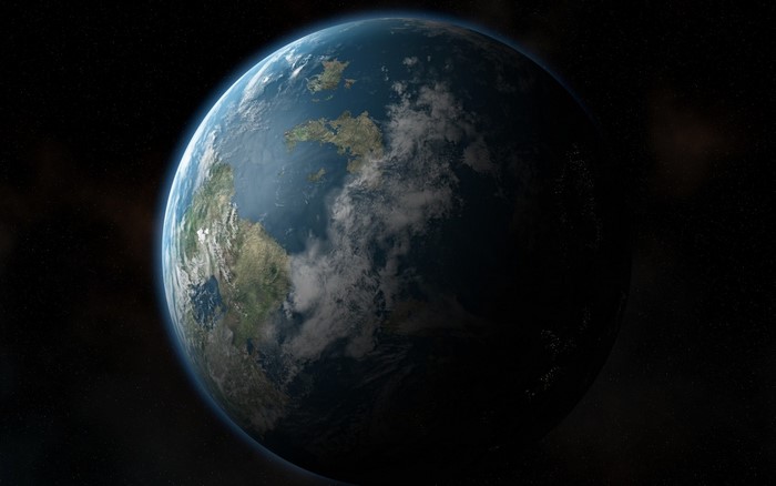 Digital art of a planet in outer space