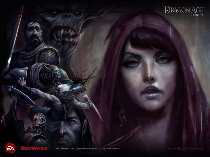 Dragon Age: Origins artwork with characters and a demon