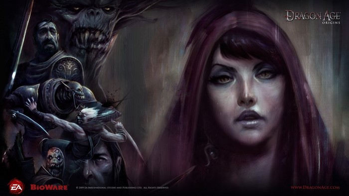 Dragon Age: Origins characters and a demon