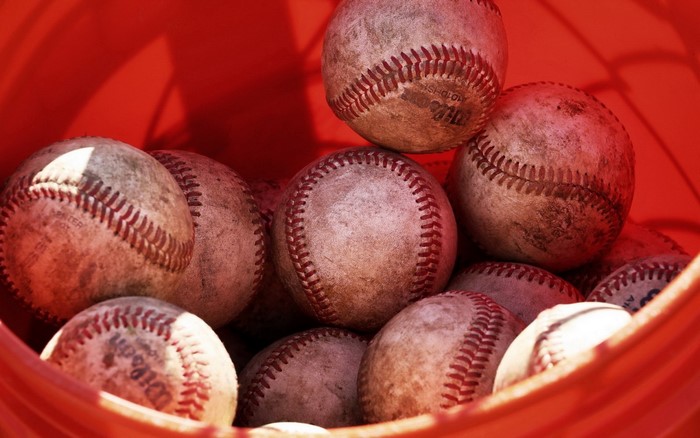 Bucket of baseballs