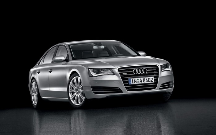 Silver Audi A8 Sedan with IN A 8402 License Plate