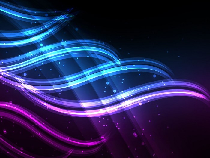 Abstract neon waves with glowing particles
