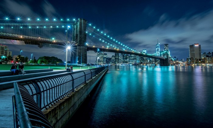 Brooklyn Bridge and New York City Skyline at Night