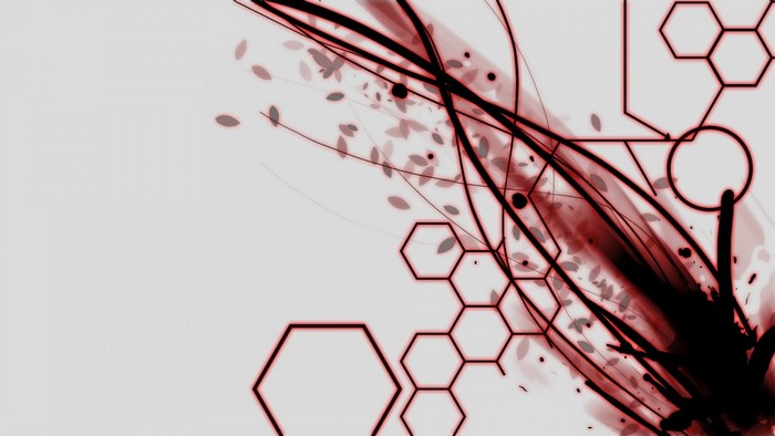 Abstract red and black streaks with hexagons