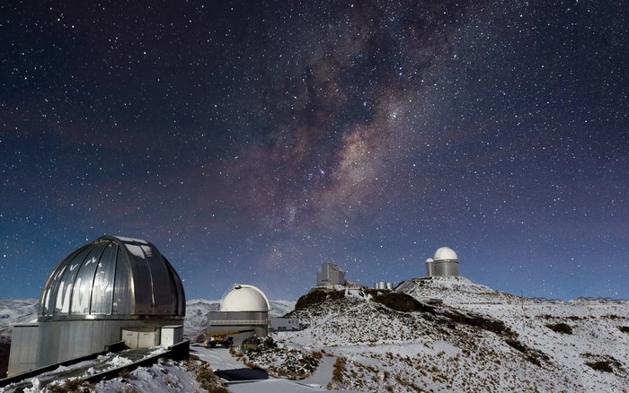 Observatories under the Milky Way in winter