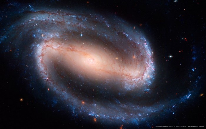 Barred spiral galaxy NGC 1300 in space