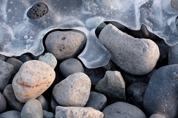 Ice and rocks on a beach
