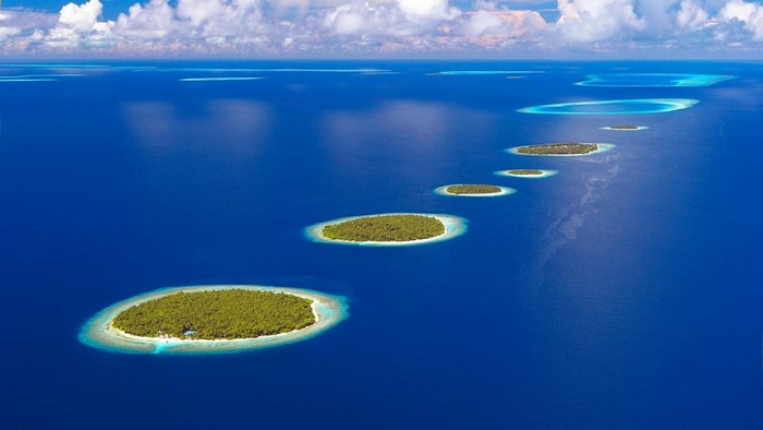 Archipelago of tropical islands in the ocean