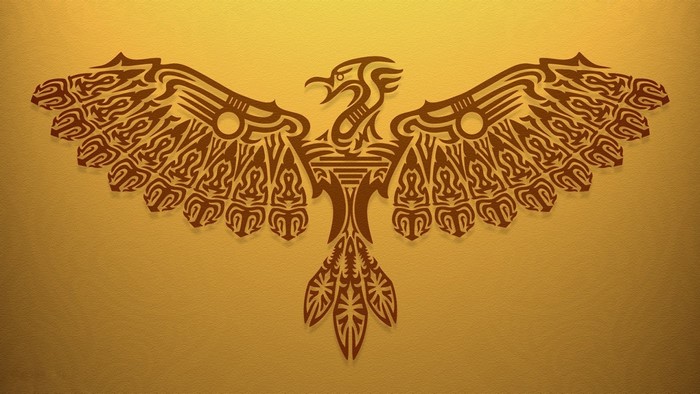 Tribal phoenix illustration with ornate wings