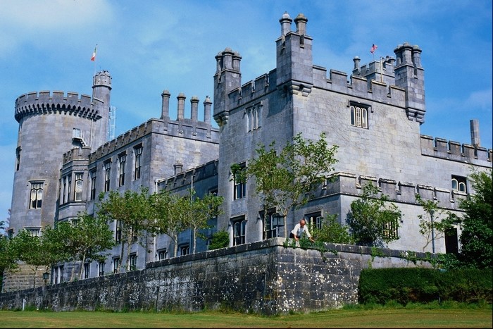 Dromoland Castle in Ireland with a gardener