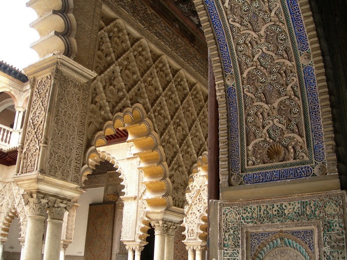 Intricate Islamic Architecture with Arches and Carvings