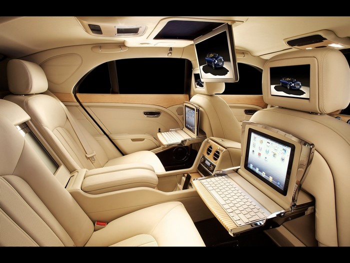 Bentley luxury car interior with entertainment systems