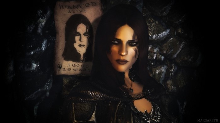 Woman from The Elder Scrolls V Skyrim with Wanted Poster
