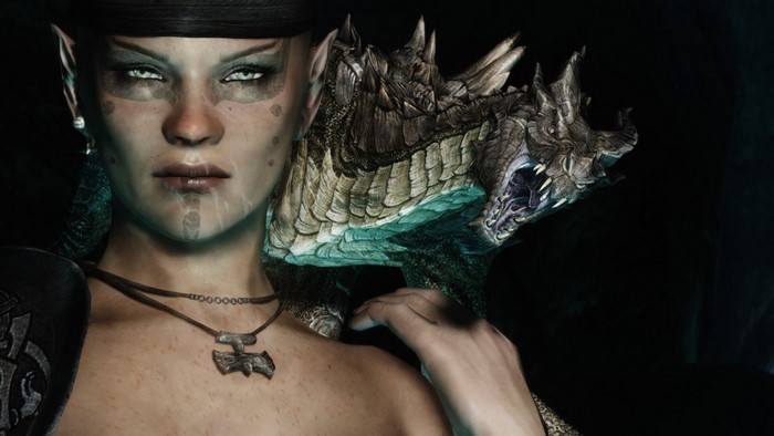 Woman with a dragon from The Elder Scrolls V Skyrim