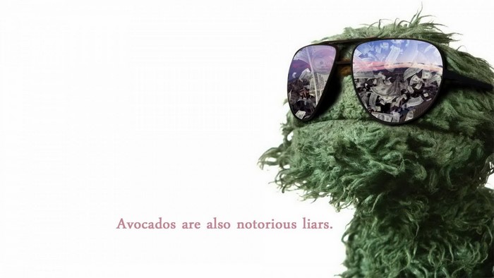 Oscar the Grouch wearing sunglasses with money reflection
