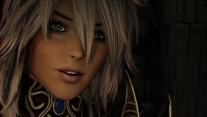 Woman with long white hair from The Elder Scrolls V Skyrim