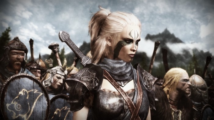 The Elder Scrolls V Skyrim army with female warrior
