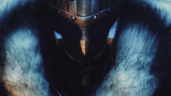 Close up of a warrior's helmet from The Elder Scrolls V Skyrim