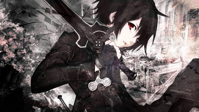 Kirito from Sword Art Online with a sword