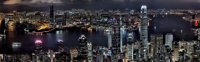 Hong Kong cityscape panorama at night