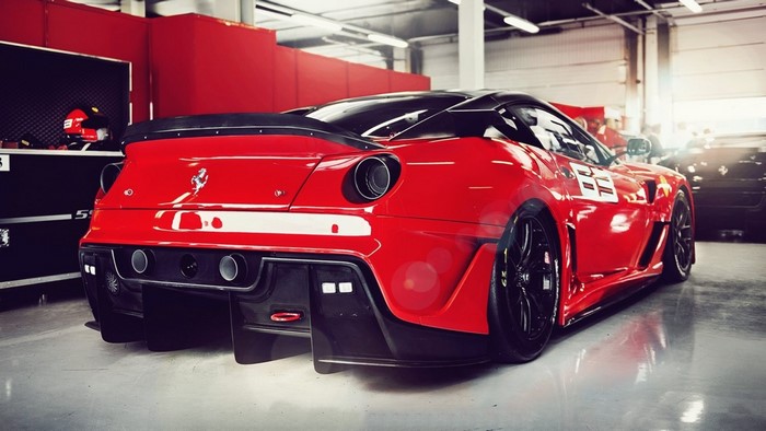 Red Ferrari 599XX Supercar Rear View