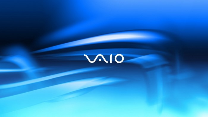 VAIO logo on a blue abstract background