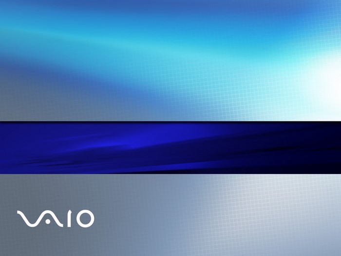 VAIO logo on a blue and grey abstract background