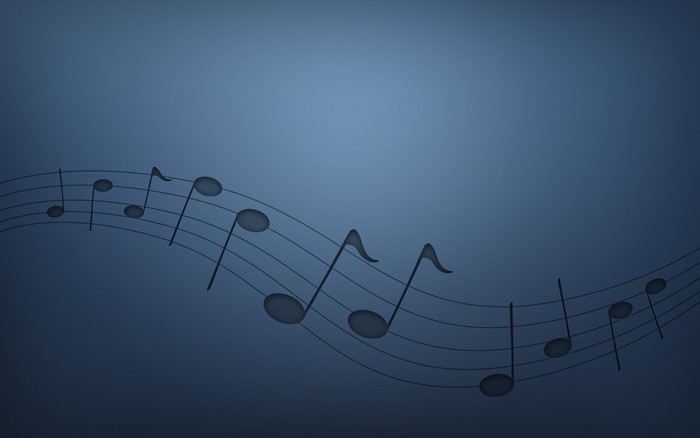 Musical notes on a dark blue background