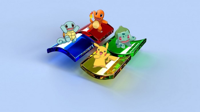 Pokemon characters on Windows logo