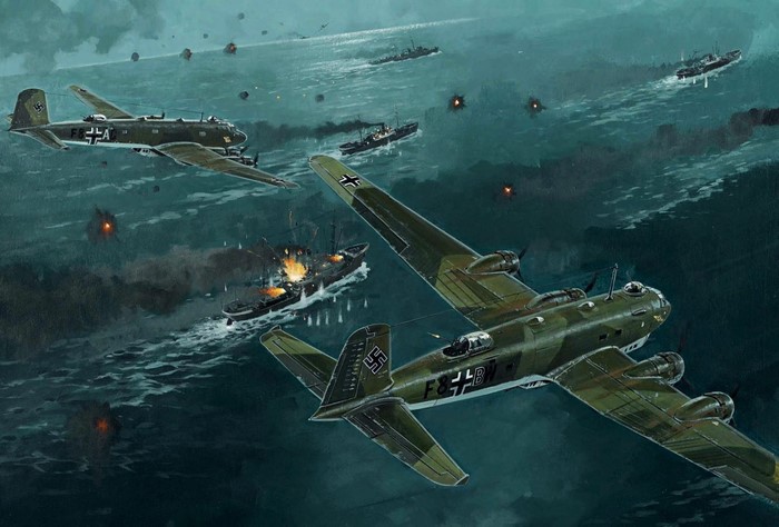 German Focke-Wulf 200 Condor bombers attack ships